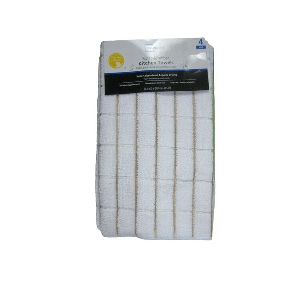 NEW Mainstays 4 Kitchen Towels Soft Microfiber 15 x 25 In Cotton Stripe - Picture 1 of 4